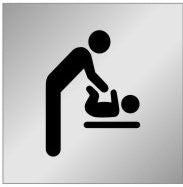 ALUMINIUM ADHESIVE LABEL 150 X 150 BABY CHANGE PICTO RESTROOM