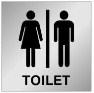 ALUMINIUM ADHESIVE LABEL 150 X 150 UNISEX TOILET WITH PICTO RESTROOM