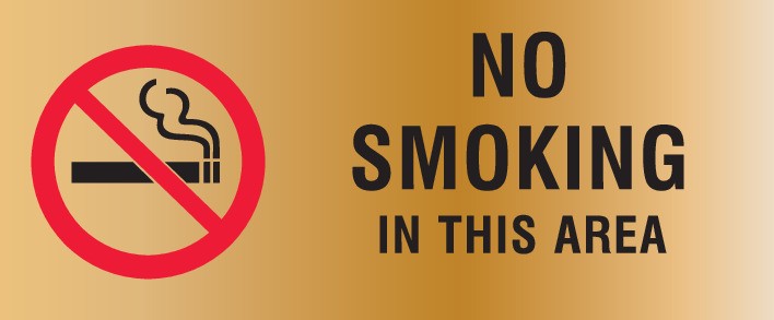 REVERSE ENGRAVED PAINT-FILLED NO SMOKING IN THIS AREA WITH PICTO 290 X 120