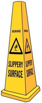 FOUR SIDED CONE BEWARE SLIPPERY SURFACE WITH PICTO
