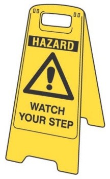 FLOOR STAND MOULDED PLASTIC WATCH YOUR STEP WITH PICTO