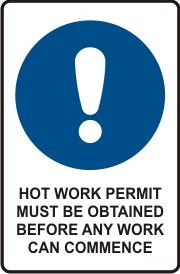 HOT WORK PERMIT MUST BE OBTAINED BEFORE ANY WORK CAN COMMENCE WITH PICTO