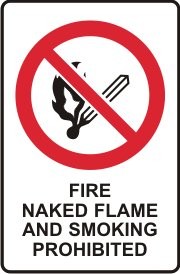 FIRE NAKED FLAME & SMOKING PROHIBITED WITH PICTO