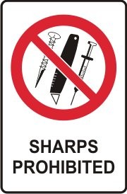 SHARPS PROHIBITED WITH PICTO