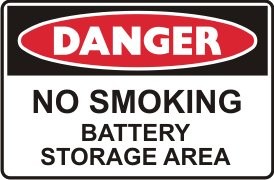 NO SMOKING BATTERY STORAGE AREA