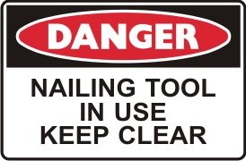 NAILING TOOL IN USE KEEP CLEAR