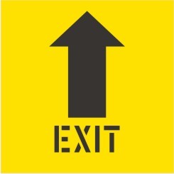 EXIT WITH ARROW STENCIL 650 X 650