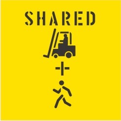 OHS STENCIL SHARED WITH FORKLIFT & PEDESTRIAN PICTOS 650 X 650