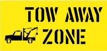 TOW AWAY ZONE WITH PICTO CARPARK STENCIL