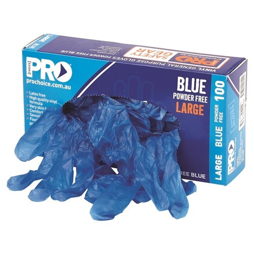 PROCHOICE BLUE POWDER FREE VINYL GLOVES 100P - Small