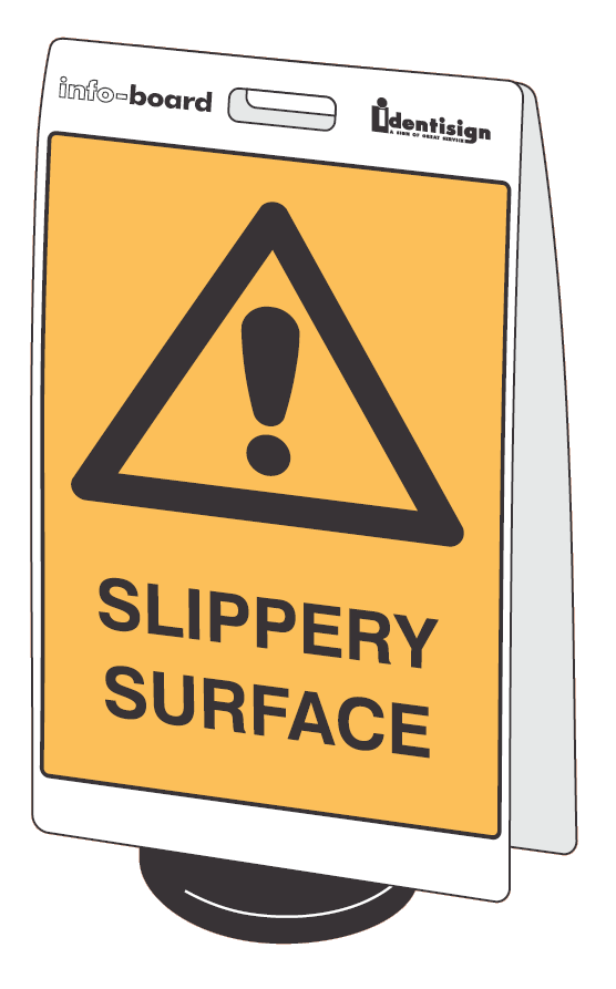INFO-BOARD FLOOR STAND WITH RUBBER BASE SLIPPERY SURFACE 450 X 720