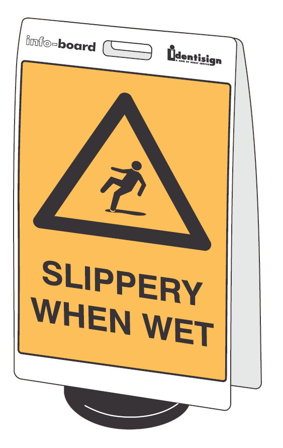 INFO-BOARD FLOOR STAND WITH RUBBER BASE SLIPPERY WHEN WET 450 X 720