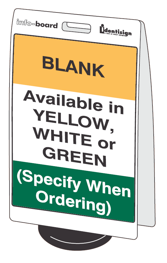 INFO-BOARD FLOOR STAND WITH RUBBER BASE BLANK - WHITE / YELLOW / GREEN 450 X 720
