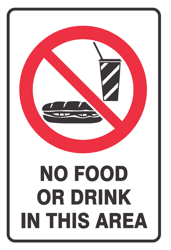 NO FOOD OR DRINK IN THIS AREA WITH PICTO
