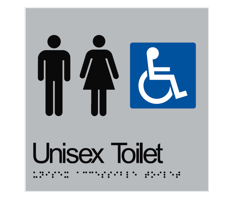 BRAILLE UNISEX TOILET RESTROOM DISABLED 180 X 180