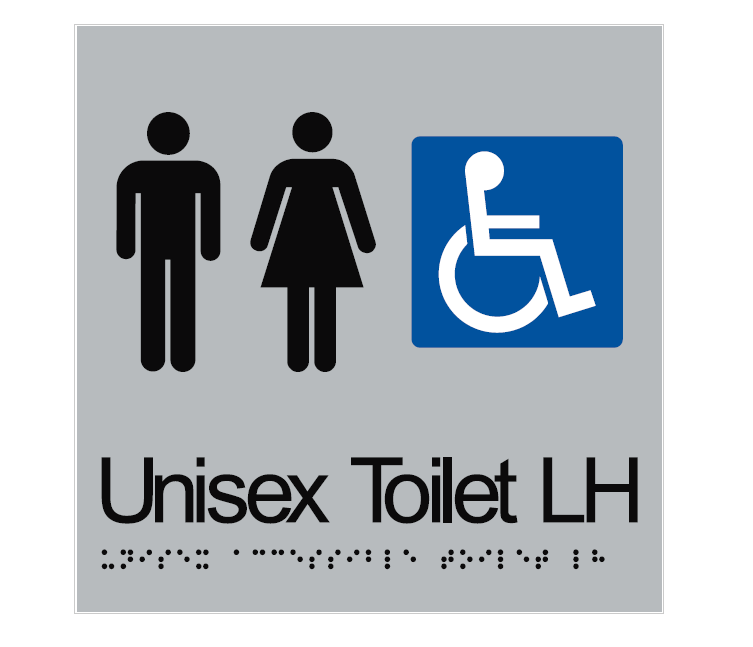 BRAILLE UNISEX TOILET LH RESTROOM DISABLED 180 X 180