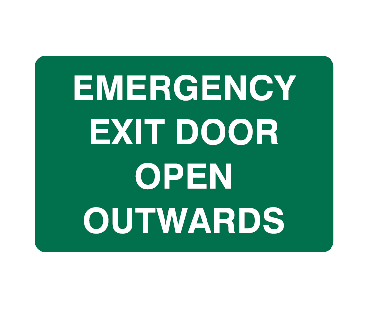 EMERGENCY EXIT DOOR OPEN OUTWARDS