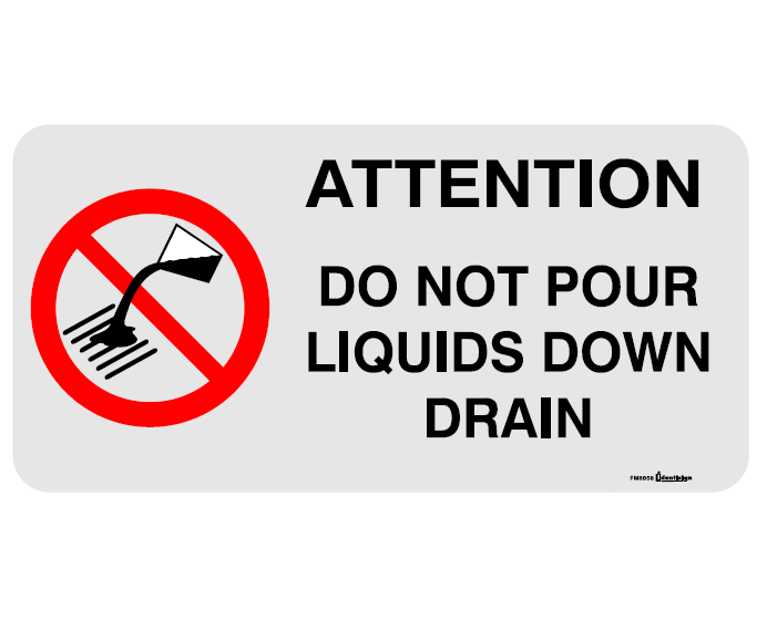 FLOOR MARKER ATTENTION DO NOT POUR LIQUIDS DOWN DRAIN WITH PICTO 500 X 250