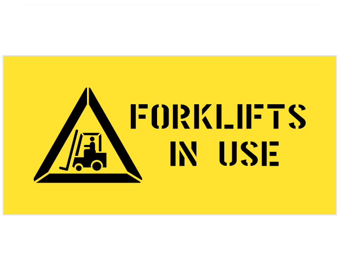 FORKLIFTS IN USE WITH PICTO CARPARK STENCIL