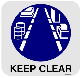 FLOOR MARKER KEEP CLEAR WITH PICTO ADHESIVE LABEL 500 X 500