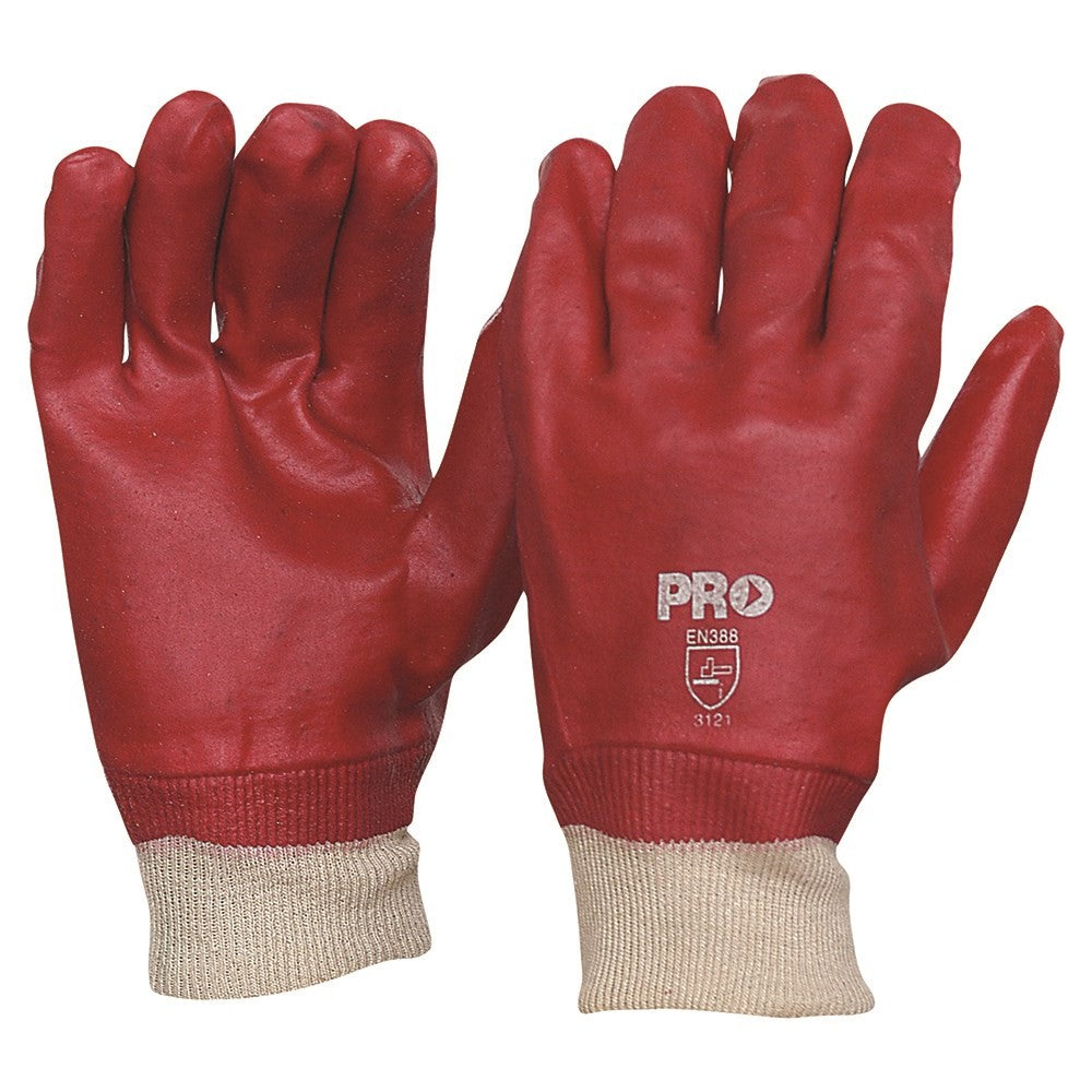 PROCHOICE 27CM RED PVC / KNIT WRIST GLOVES LARGE