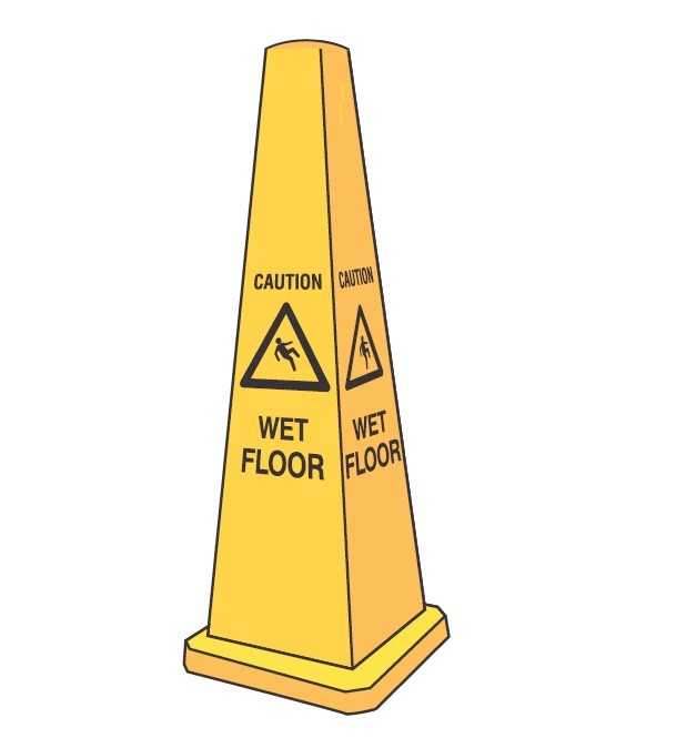 FOUR SIDED CONE CAUTION WET FLOOR WITH PICTO