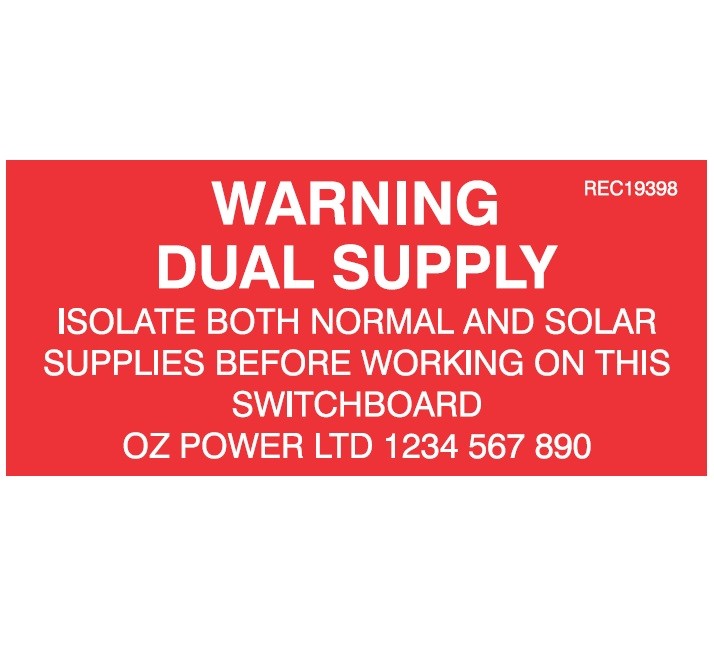ENGRAVED UTILITY IDENTIFICATION LABEL SOLAR