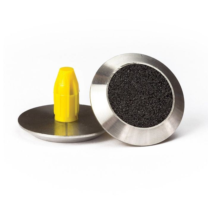 WARNING TACTILE ROUND BLACK CARBORUNDUM INFILL PACK OF 100 - 316 STAINLESS STEEL