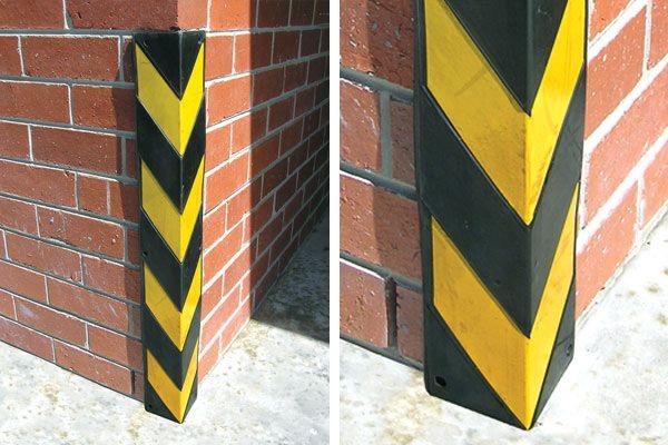 CORNER PROTECTOR 90 X 90 X 800 RECYCLED RUBBER - BLACK / YELLOW
