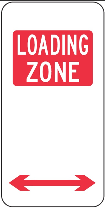 LOADING ZONE WITH & EMERGENCY NO STAND PICTOS