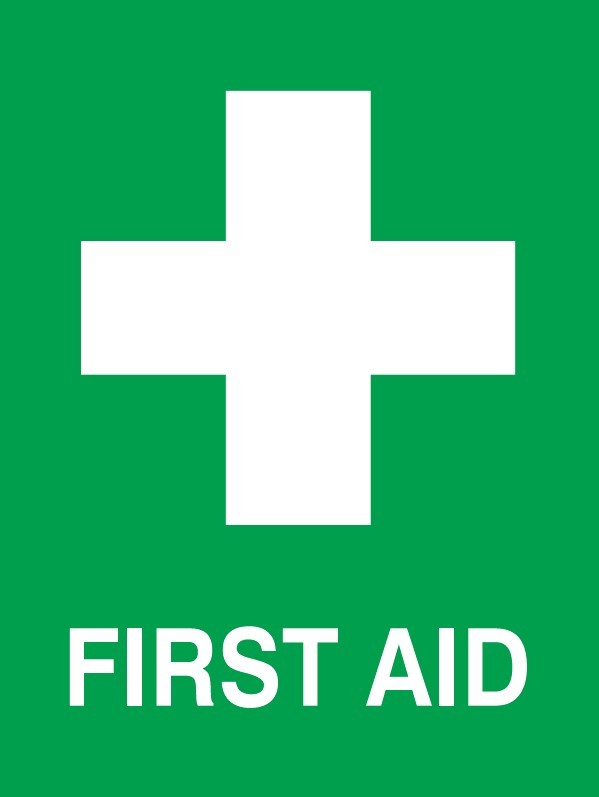 REVERSE ENGRAVED PAINT-FILLED FIRST AID WITH PICTO 150 X 200