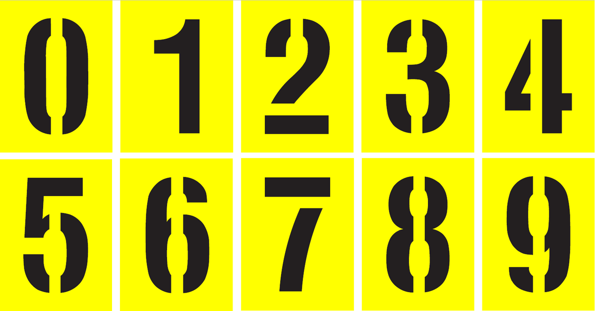 Reusable Polypropylene Number Set 0–9 – 600mm H Numbers (1.4mm Thick)