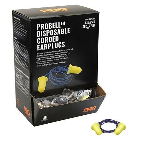 PROCHOICE PROBELL DISPOSABLE CORDED EARPLUGS 100 PAIRS