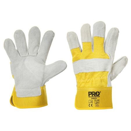 PROCHOICE YELLOW / GREY LEATHER GLOVES - LARGE