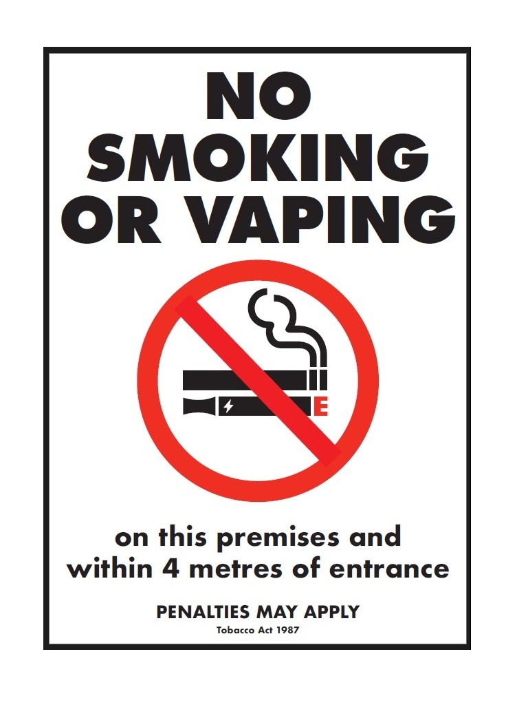 NO SMOKING OR VAPING WITHIN 4M