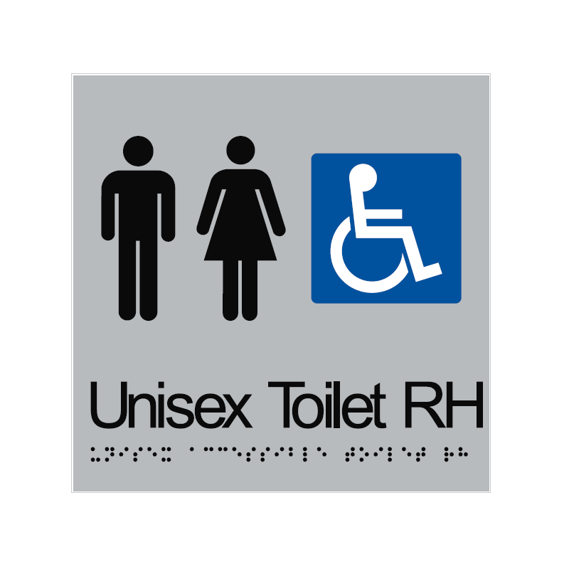 BRAILLE UNISEX TOILET RH RESTROOM DISABLED 180 X 180