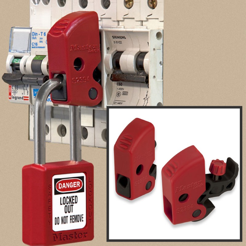 Cadenas Sécurité Disjoncteur POS Rouge Brady Miniature Circuit Breaker Lockout Systems, 24.13mm X 41.7mm X 24.10mm X 13.72mm, POS, Red, Pack Of 6 Pour Disjoncteurs Européens