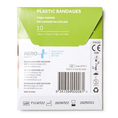 Plastic Dressing Strips Latex Free 1.9cm x 7.2cm (Box of 10)