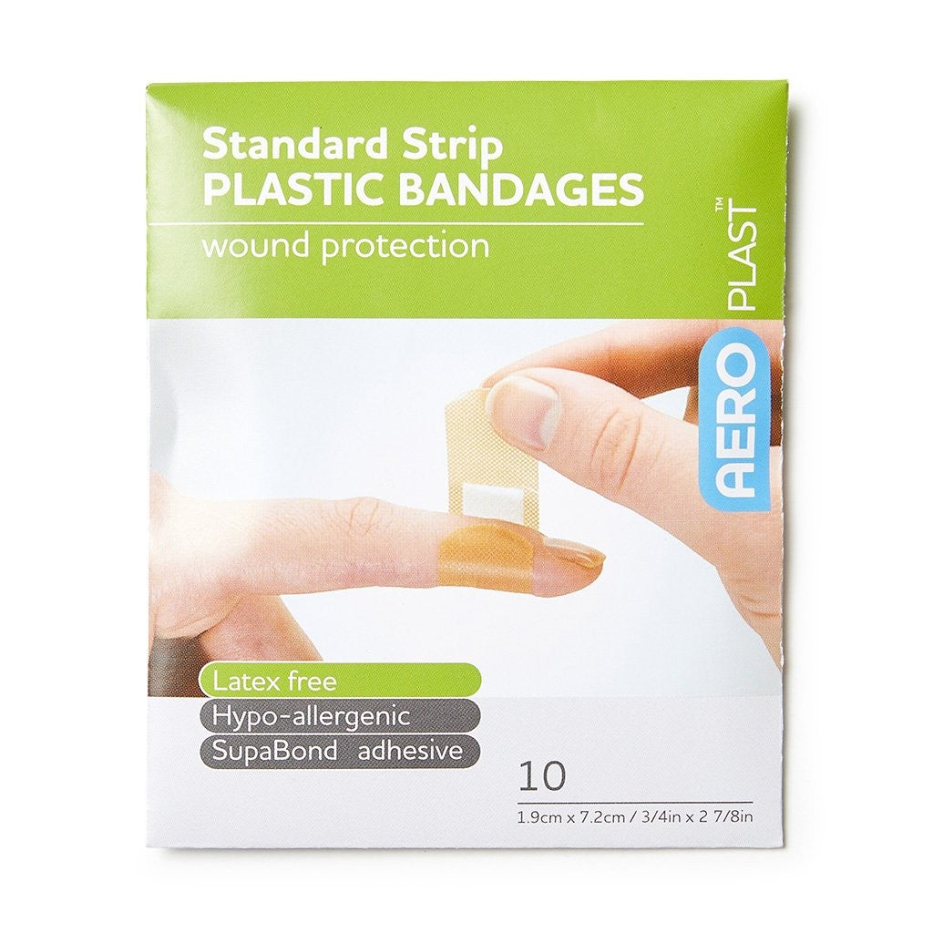 PLASTIC DRESSING STRIPS LATEX FREE 1.9CM X 7.2CM (BOX OF 10 BAND-AIDS)