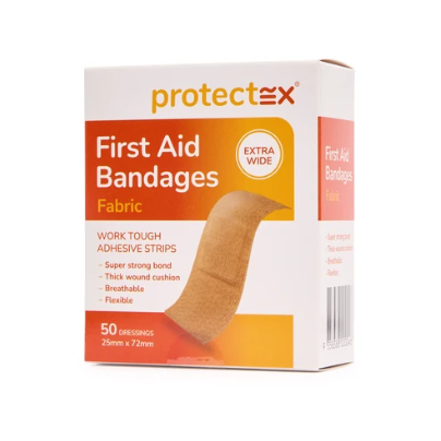Fabric Dressing Strips Extra Wide 2.5cm x 7.2cm (50)