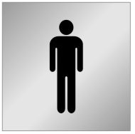 ALUMINIUM ADHESIVE LABEL 150 X 150 MALE PICTO RESTROOM
