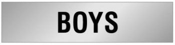 ALUMINIUM ADHESIVE LABEL 230 X 55 BOYS RESTROOM