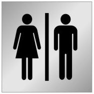 ALUMINIUM ADHESIVE LABEL 150 X 150 UNISEX PICTO RESTROOM