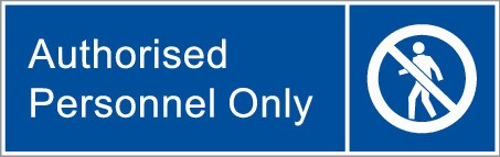 ENGRAVED AUTHORISED PERSONNEL ONLY WITH PICTO 290 X 90