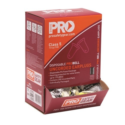 PROCHOICE PROBELL DISPOSABLE UNCORDED EARPLUGS 200 PAIRS