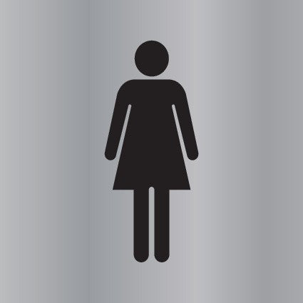 REVERSE ENGRAVED PAINT-FILLED FEMALE PICTO RESTROOM 150 X 150