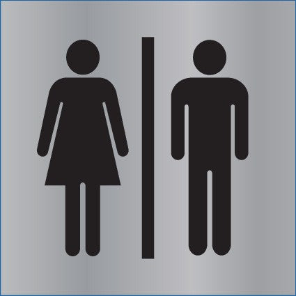 REVERSE ENGRAVED PAINT-FILLED UNISEX PICTO RESTROOM 150 X 150