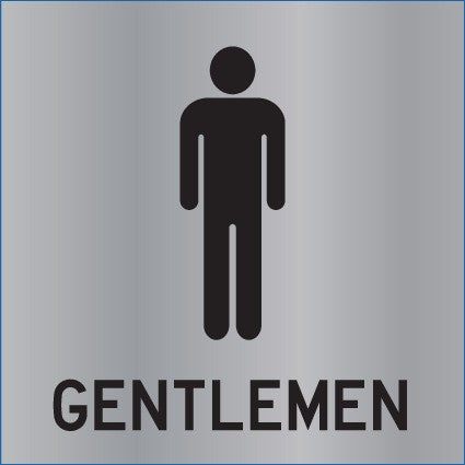 REVERSE ENGRAVED PAINT-FILLED GENTLEMEN WITH MALE PICTO RESTROOM 150 X 150