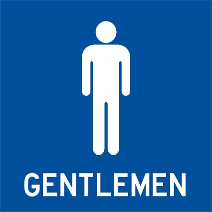 REVERSE ENGRAVED PAINT-FILLED GENTLEMEN WITH MALE PICTO RESTROOM 150 X 150