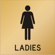REVERSE ENGRAVED PAINT-FILLED LADIES WITH FEMALE PICTO RESTROOM 150 X 150